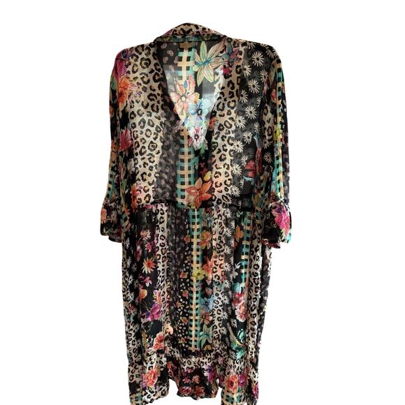 Shana Size Medium Applique Art To Wear Bohemian Button Down Long Sleeve Dress - Picture 2 of 6